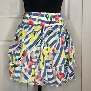 Rue21 Floral Ruffle Mini Skirt, Size Small, Lined